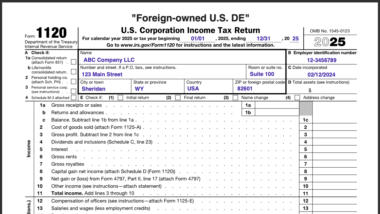 Declaración de ejemplo
